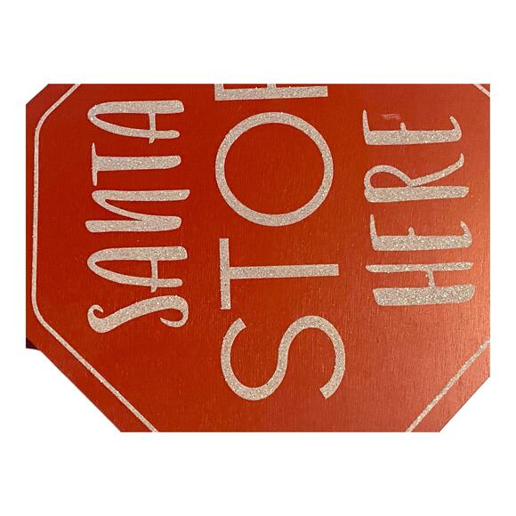 Santa Stop Here Christmas Sign | Holiday Door Decor | Kids Christmas Wall Sign - Picture 3 of 5